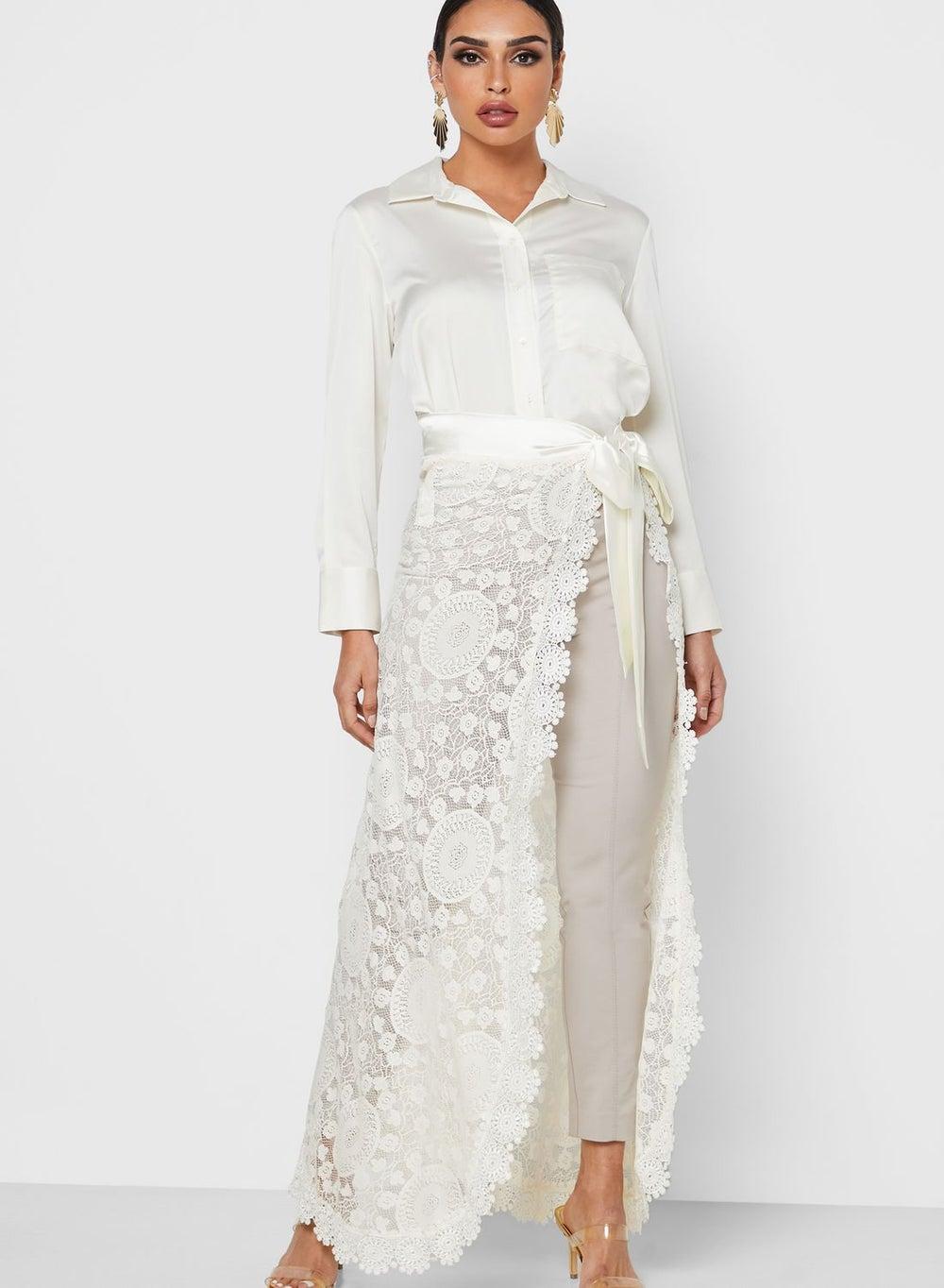 Mesh Wrap Cape with Satin Tie-Up Straps - Image 1