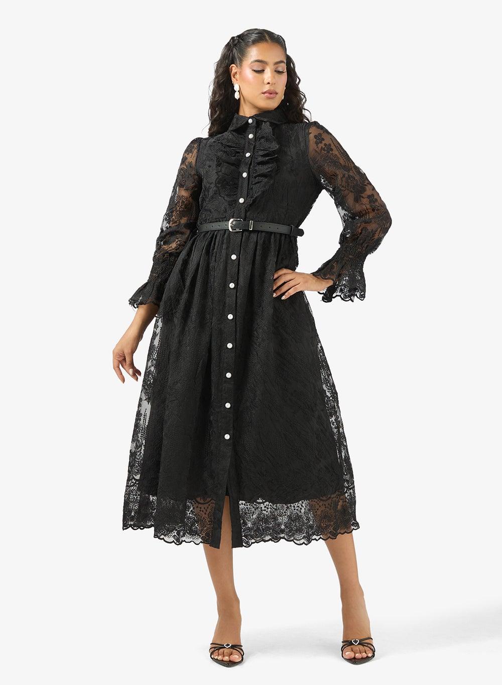 A-Line Lace Midi Dress - Image 1