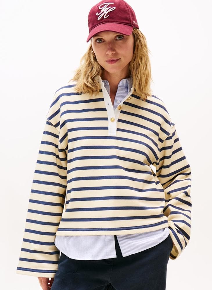 Stripe Polo Rugby Sweatshirt - Image 1