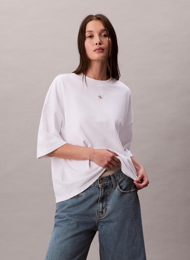Logo Crew Neck Oversize Cotton T-Shirt - Image 1