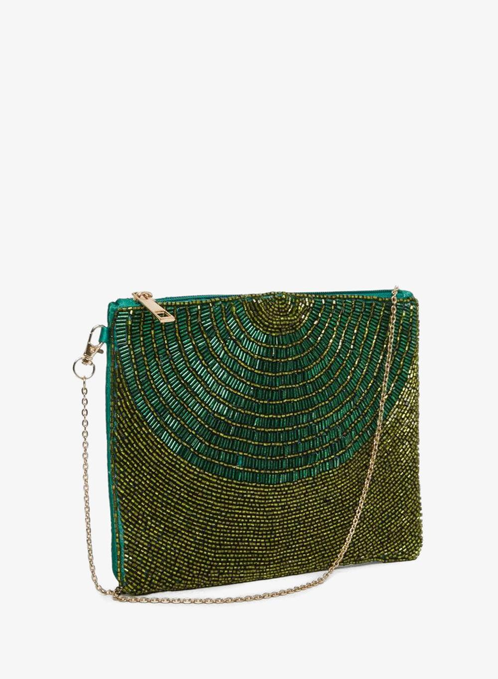 Styli Green Embellished Beaded Clutch - Image 1