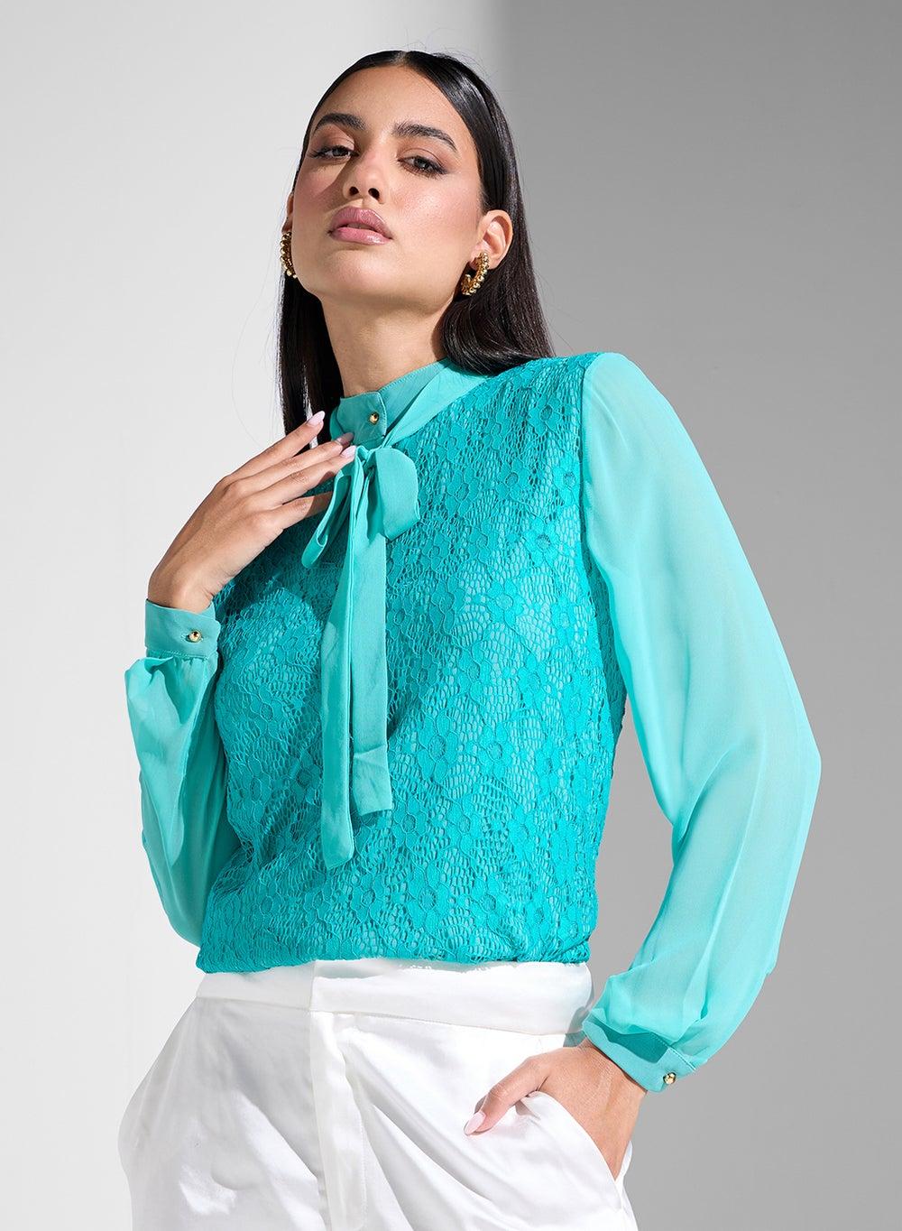 Long Sleeve Polyester Blouse for Modest Wear - Image 1
