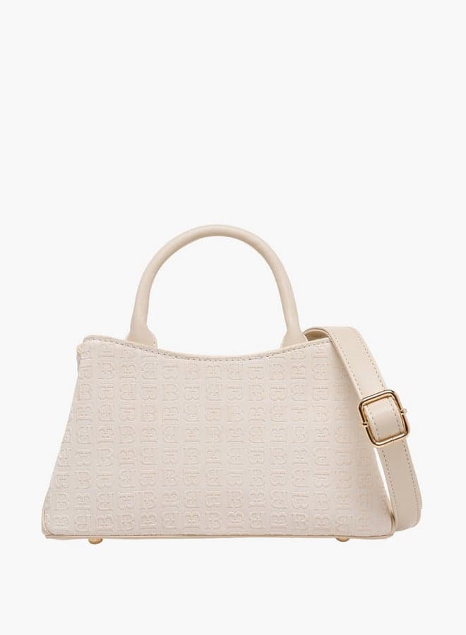 Monogram Embossed Tote Bag with Zip Closure - Image 1