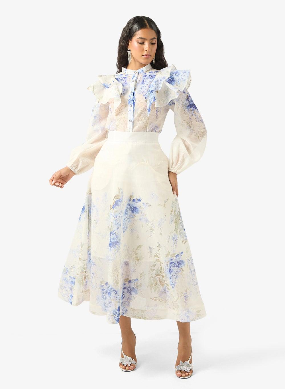 Floral Print Top and Skirt Set - Image 1
