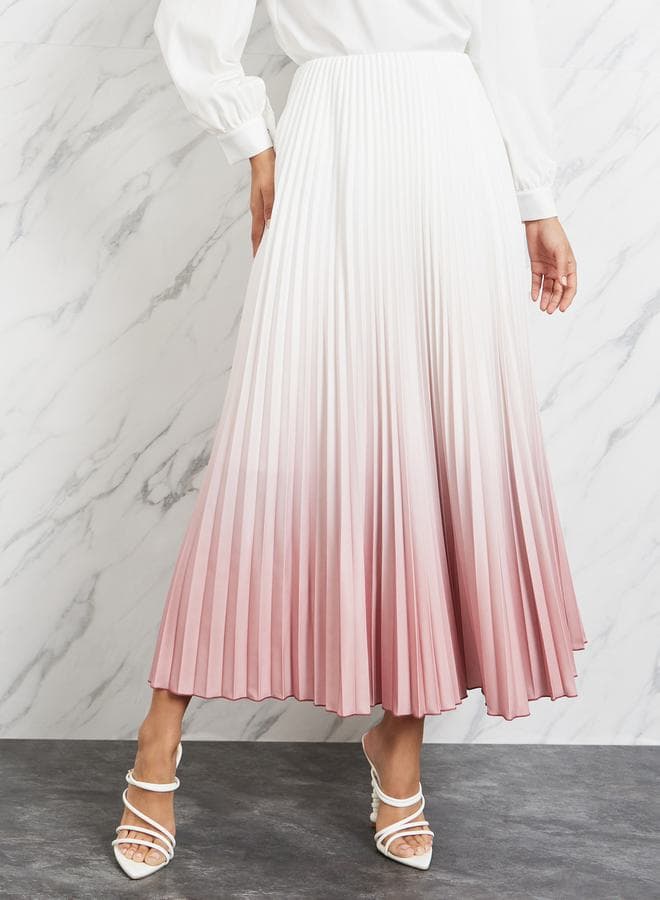Ombre Pleated Maxi Skirt - Image 1