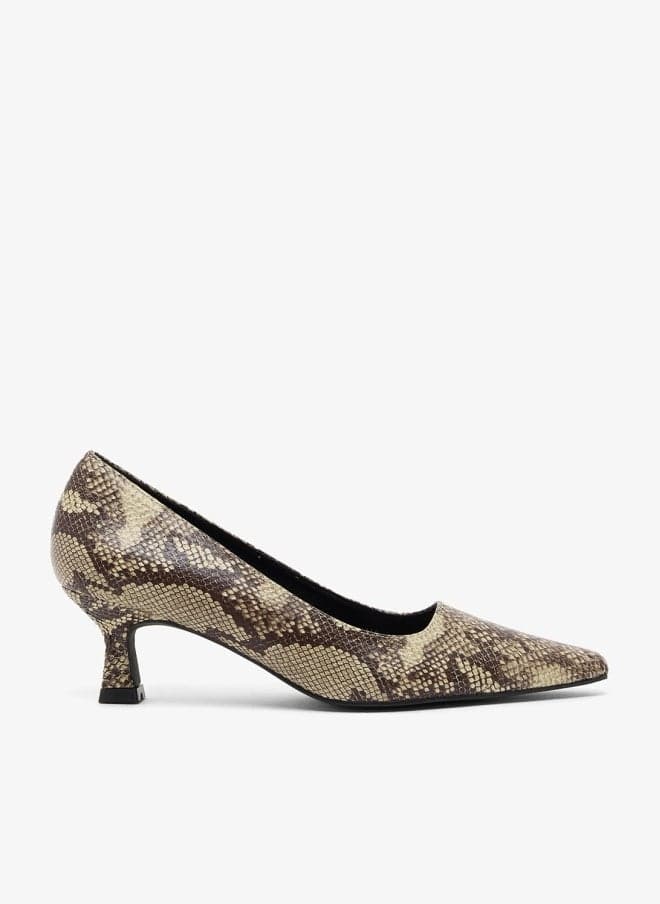 Alma Snake Print Kitten Heel Pumps - Image 1