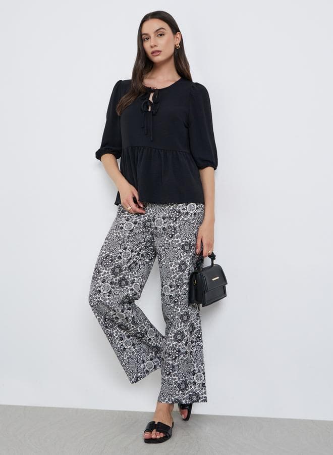 Take Two Ruffle Hem Black Pants Set - Image 1