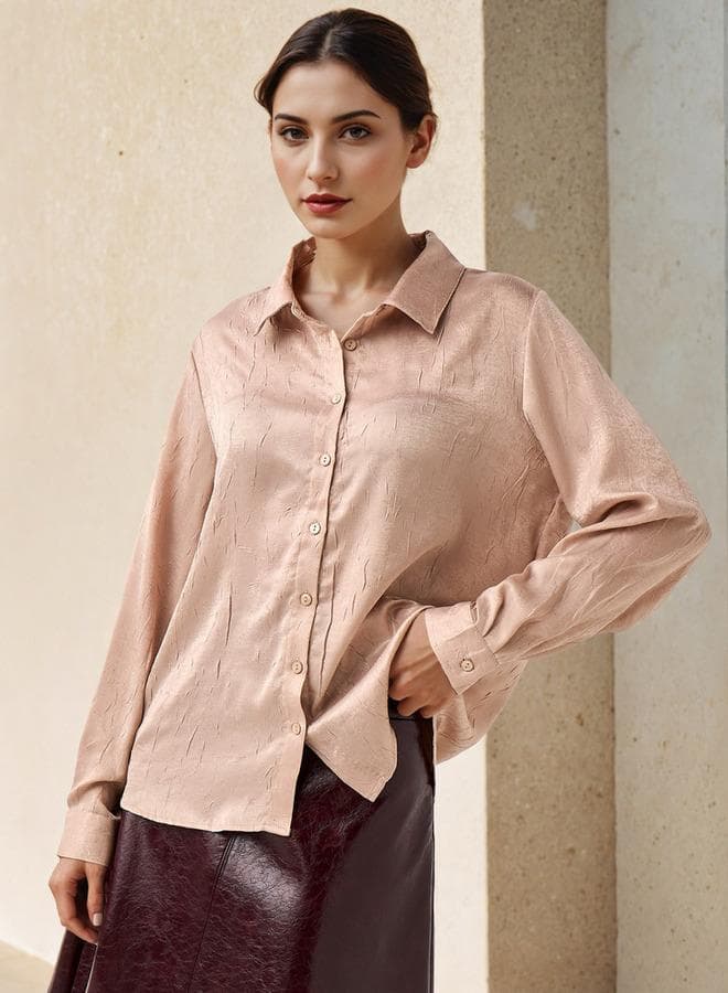 Regular Fit Viscose Textured Collar Shirt - Image 1