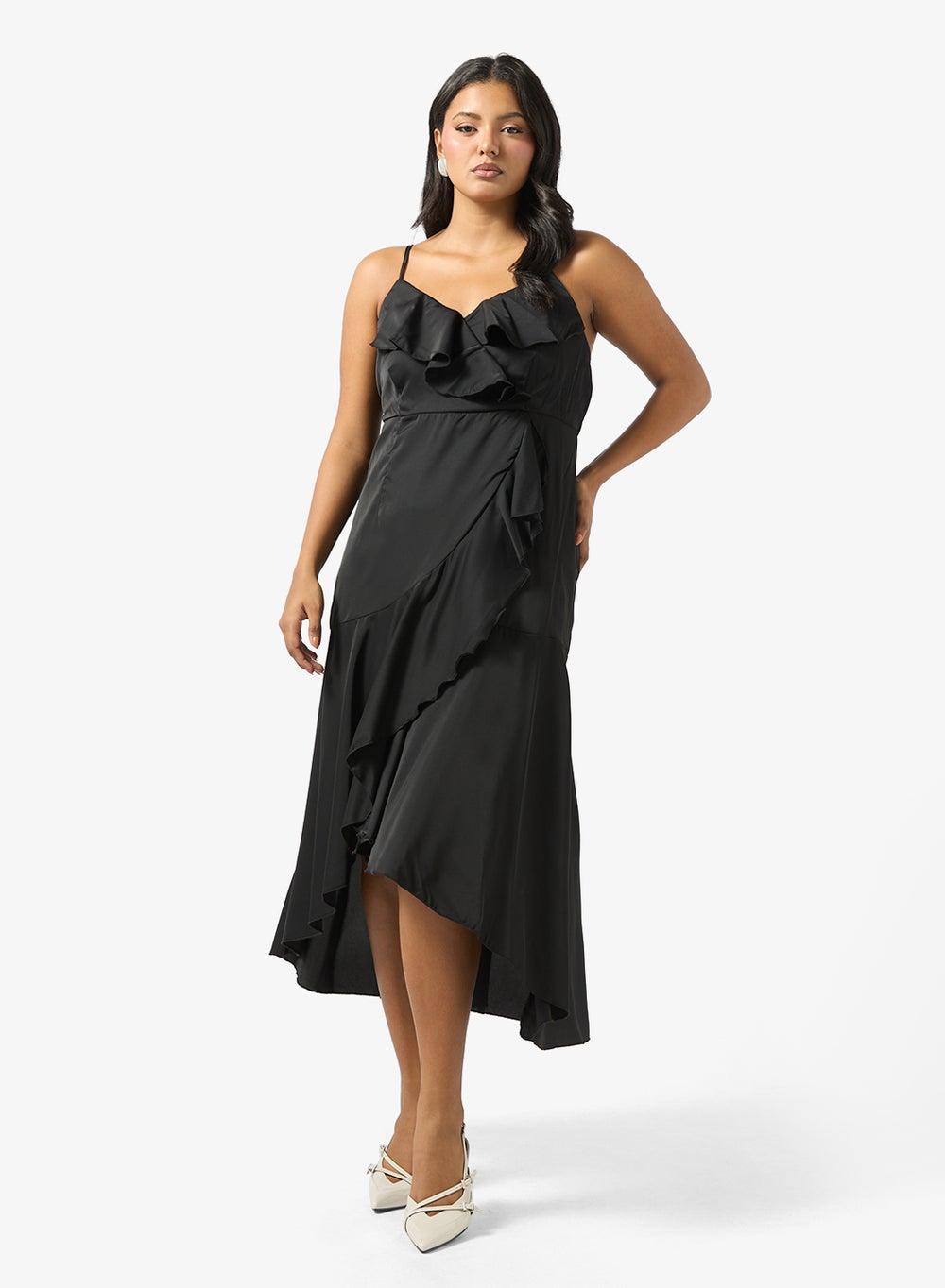 Strappy Midi Dress With Ruffles - Image 1