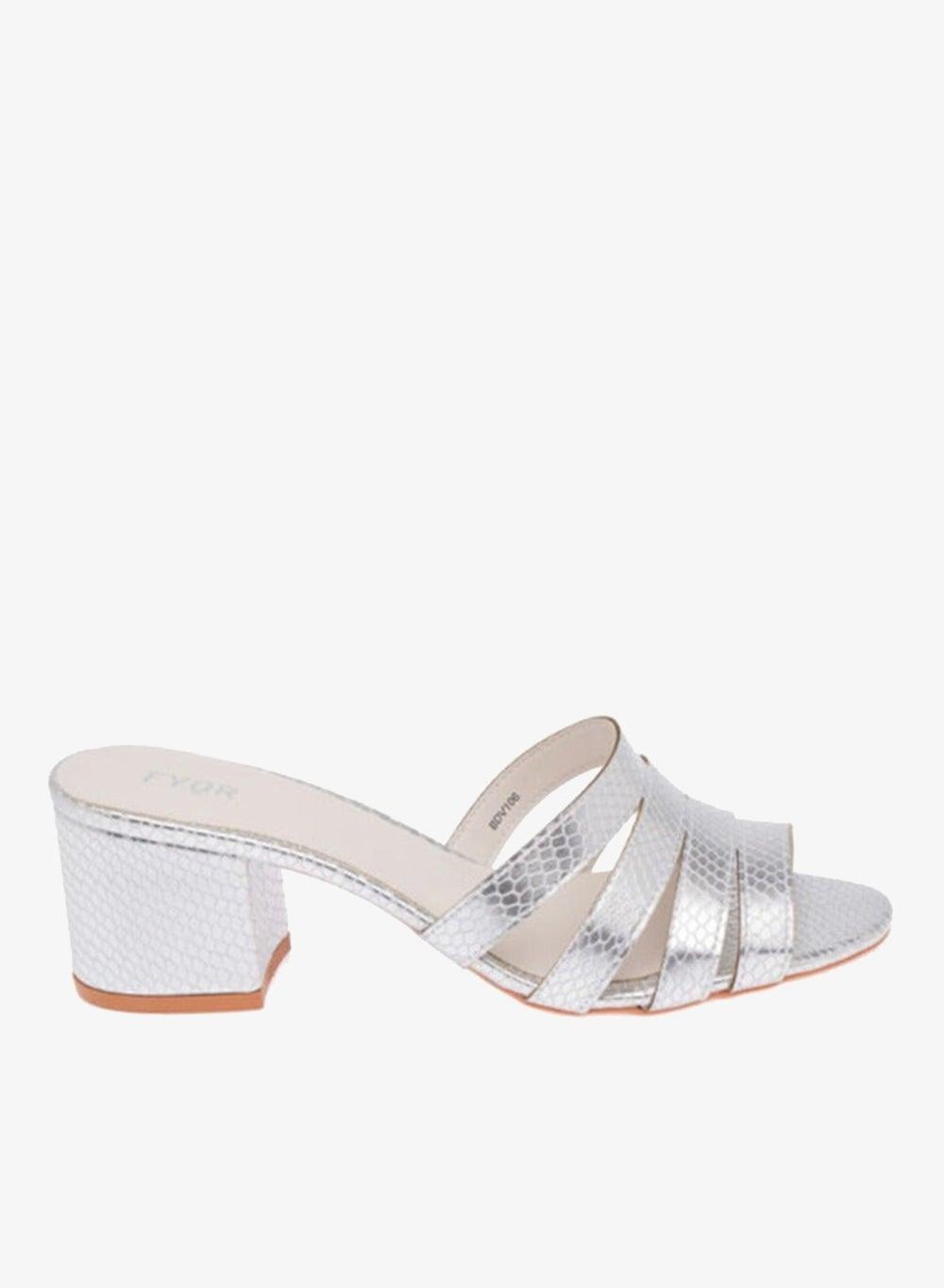 Chic Comfy BDV 106 Silver Slip-On Heeled Sandals - Image 1