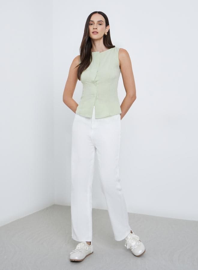 Styli White High Rise Wide Leg Jeans - Image 1