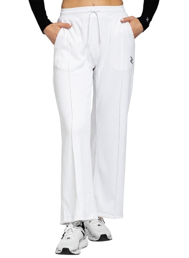 Women's Straight Leg Ribbed Pants with Drawcord and Pockets - Image 1