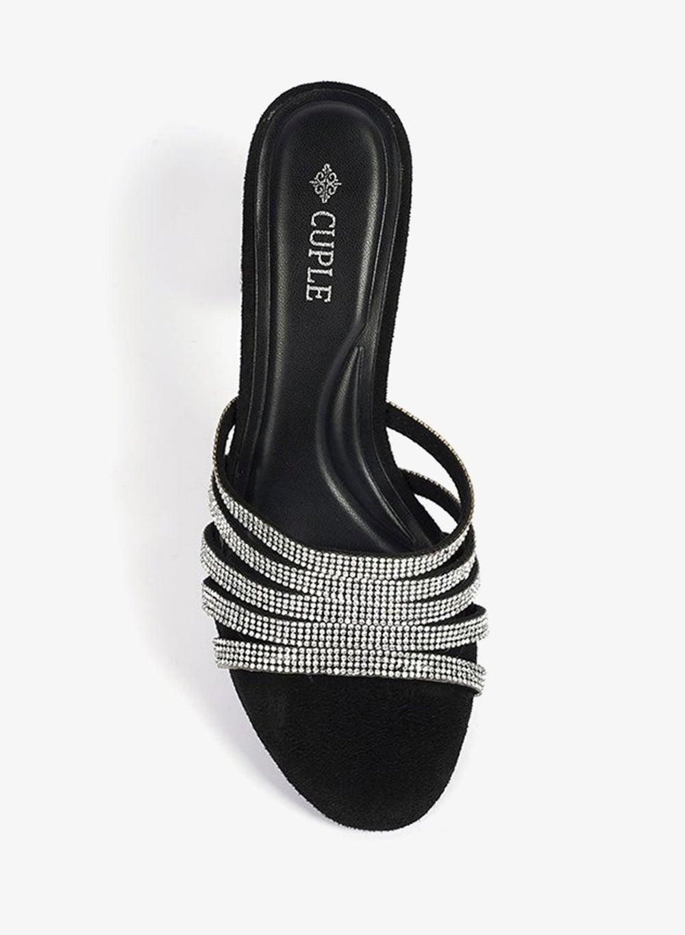 Women's Embellished Heeled Mule Sandals - Image 1