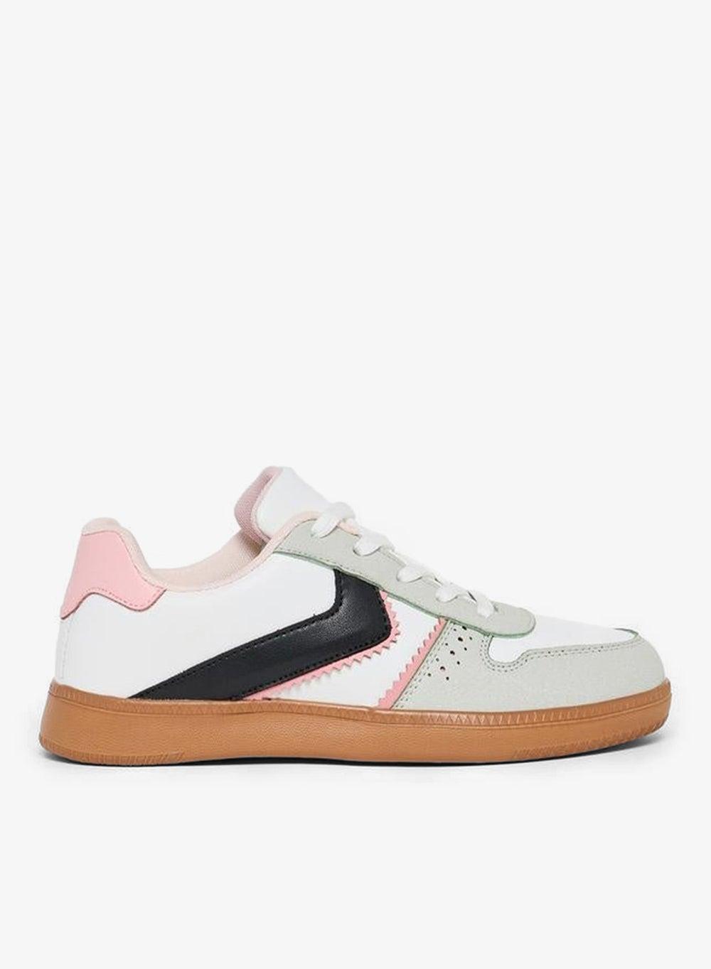 Contrast Panel Lace Up Low-Top Sneakers - Image 1