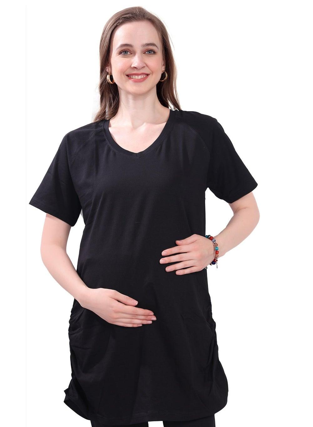 TUMMY Black Maternity T-Shirt for All-Day Comfort - Image 1