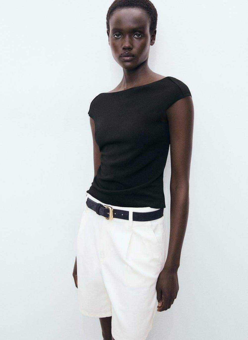 Open-Back Fitted Sleeveless Top - Image 1
