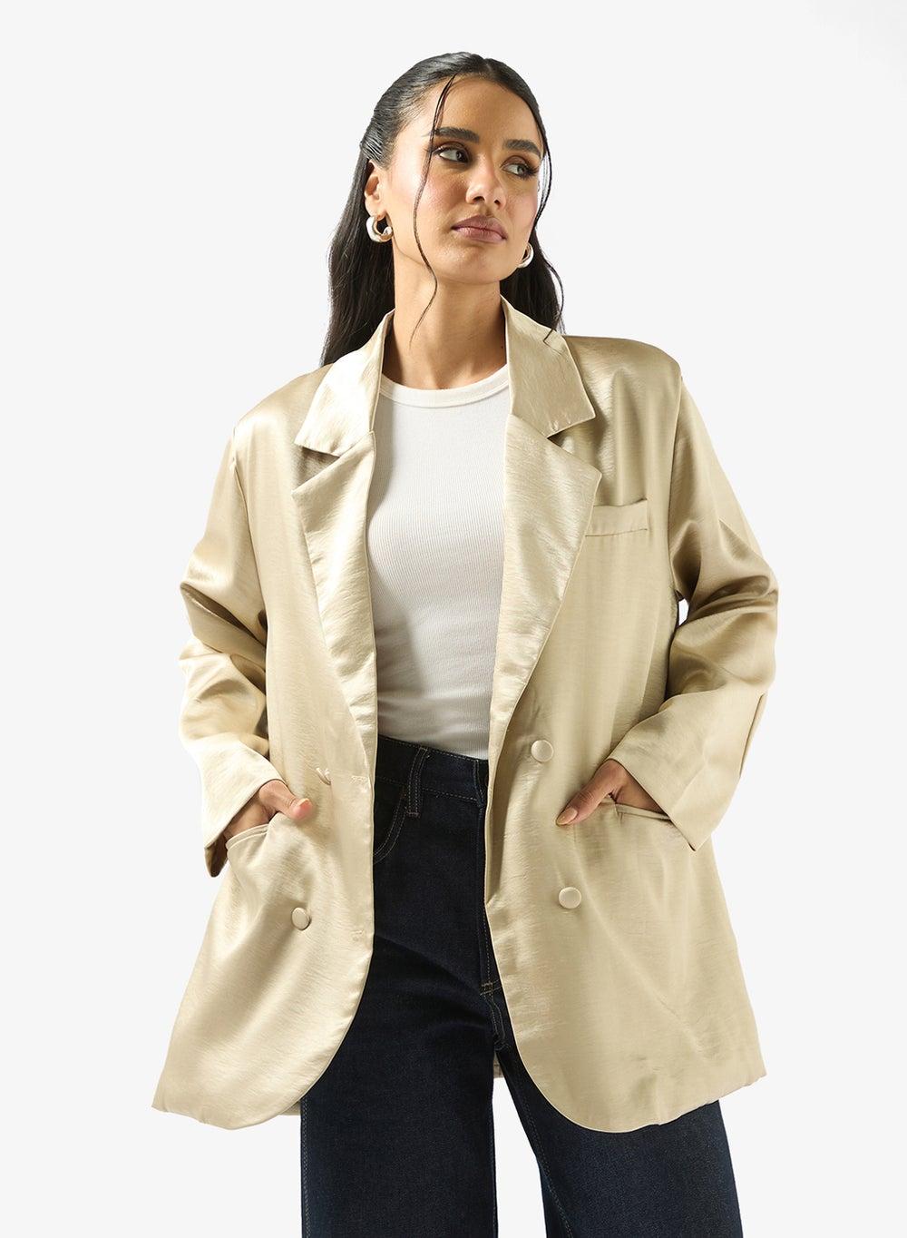 Oversize Satin Blazer for Women - Image 1
