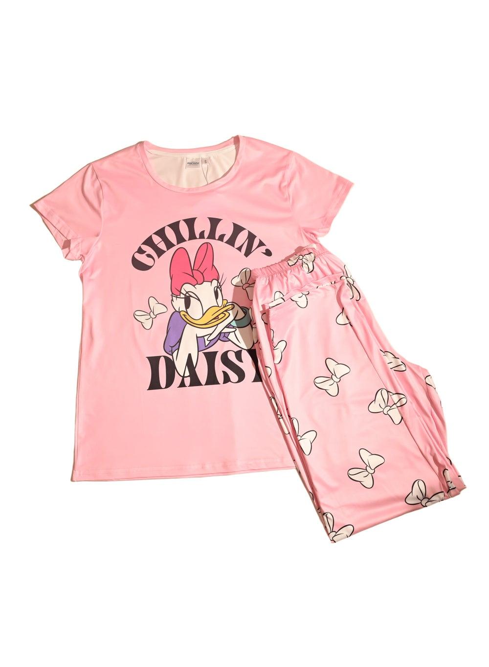 Daisy Duck Women's Short Sleeve Silky Pajama Set - Image 1