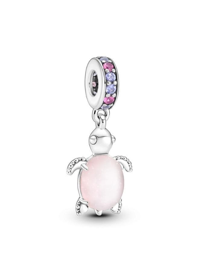 Murano Glass Pink Sea Turtle Dangle Charm - Image 1
