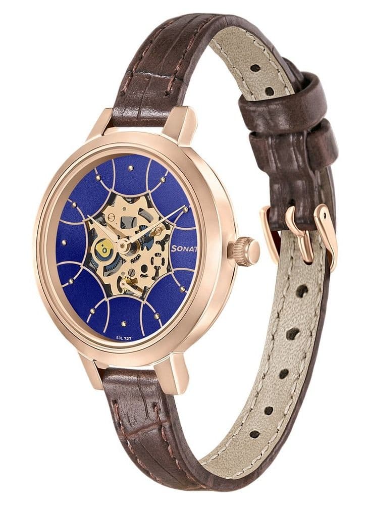 Brown Leather Chronograph Wrist Watch 8141WL08, 32mm - Image 1