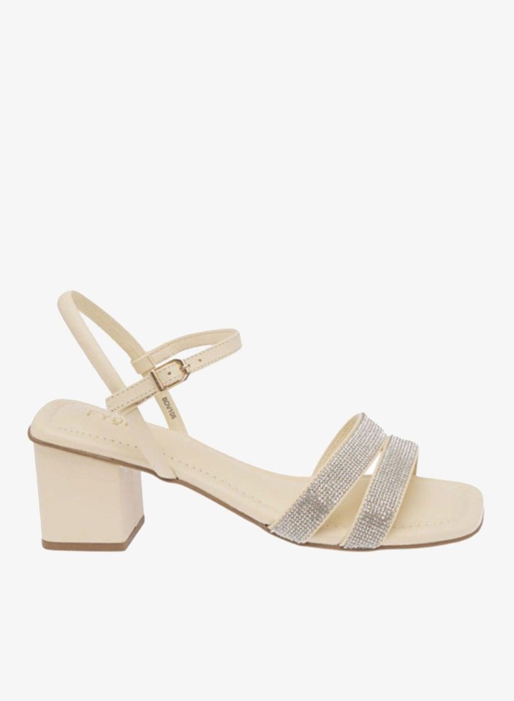 Sparkling Block Heel BDV 105 Nude Sandals - Image 1