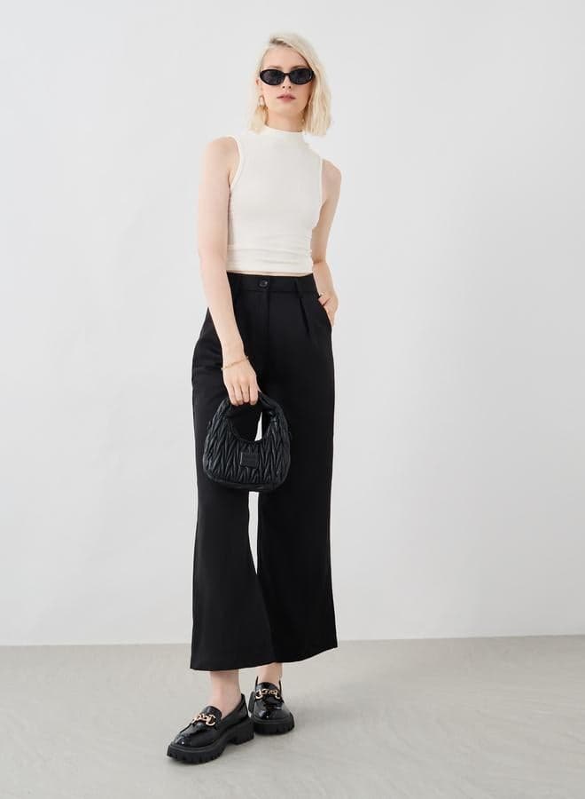 Take Two Black Solid Pleated Loose Fit Pants - Image 1