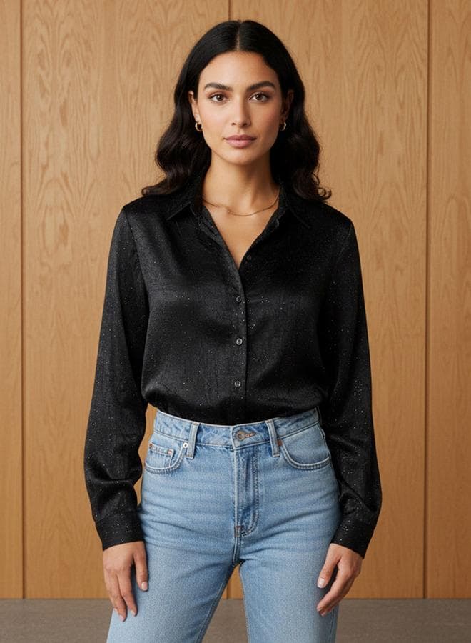 Regular Fit Viscose Textured Collar Shirt - Image 1
