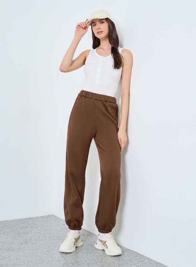 Take Two Brown Knitted Relaxed Fit Joggers - Image 1