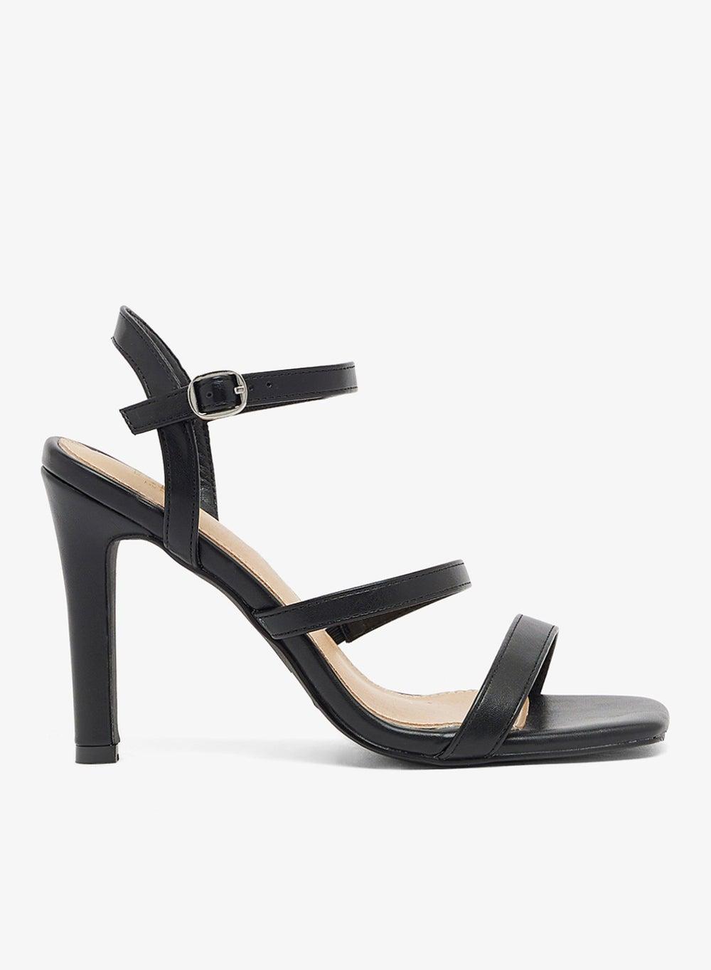 Black Stiletto Sandal with Ankle Strap - Image 1
