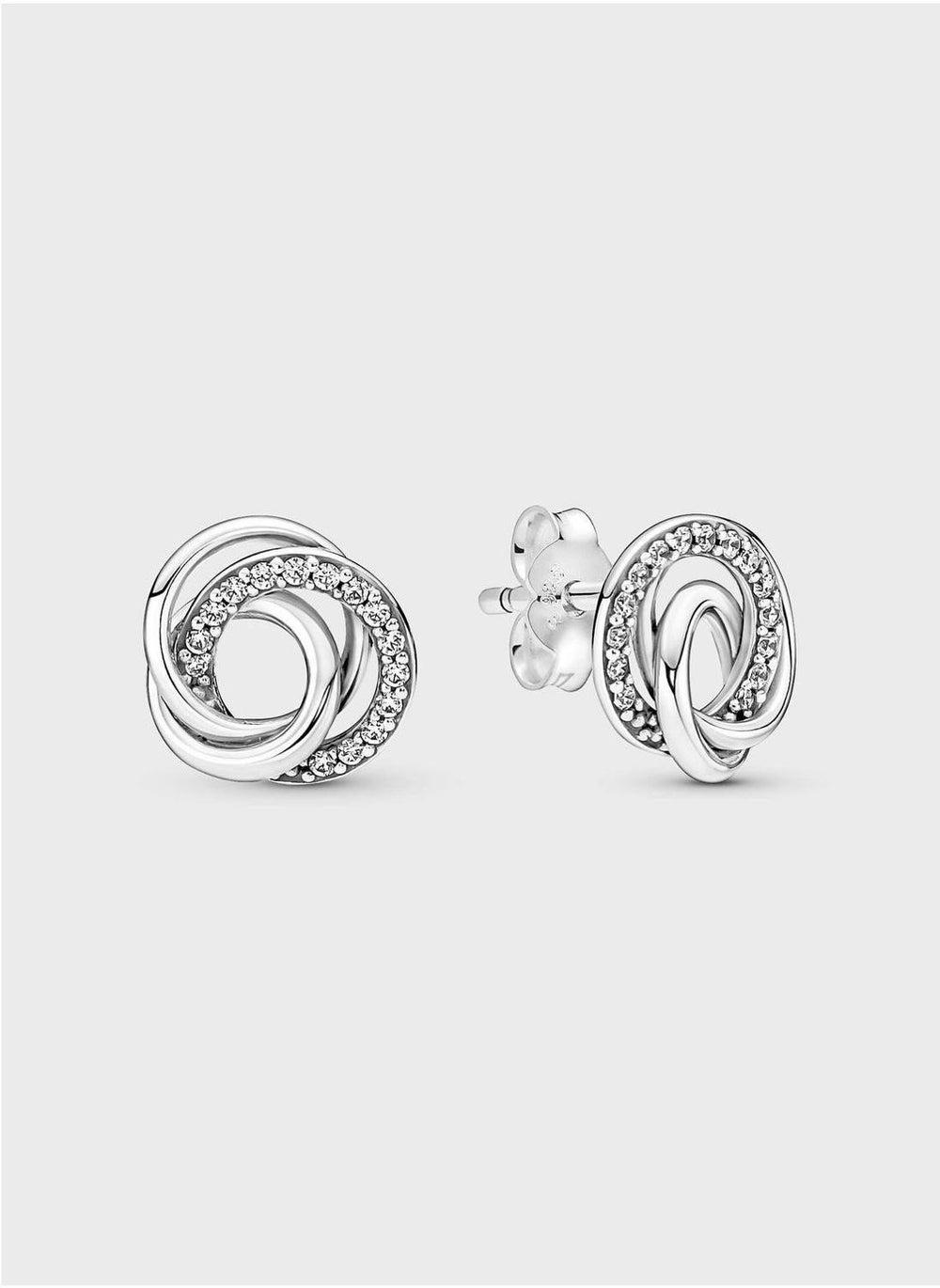 Family Always Encircled Sterling Silver Stud Earrings - Image 1