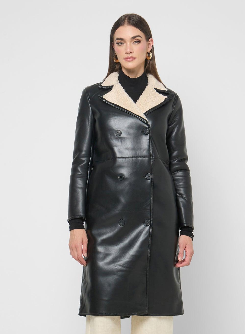 PU Jacket With Teddy Collar - Image 1