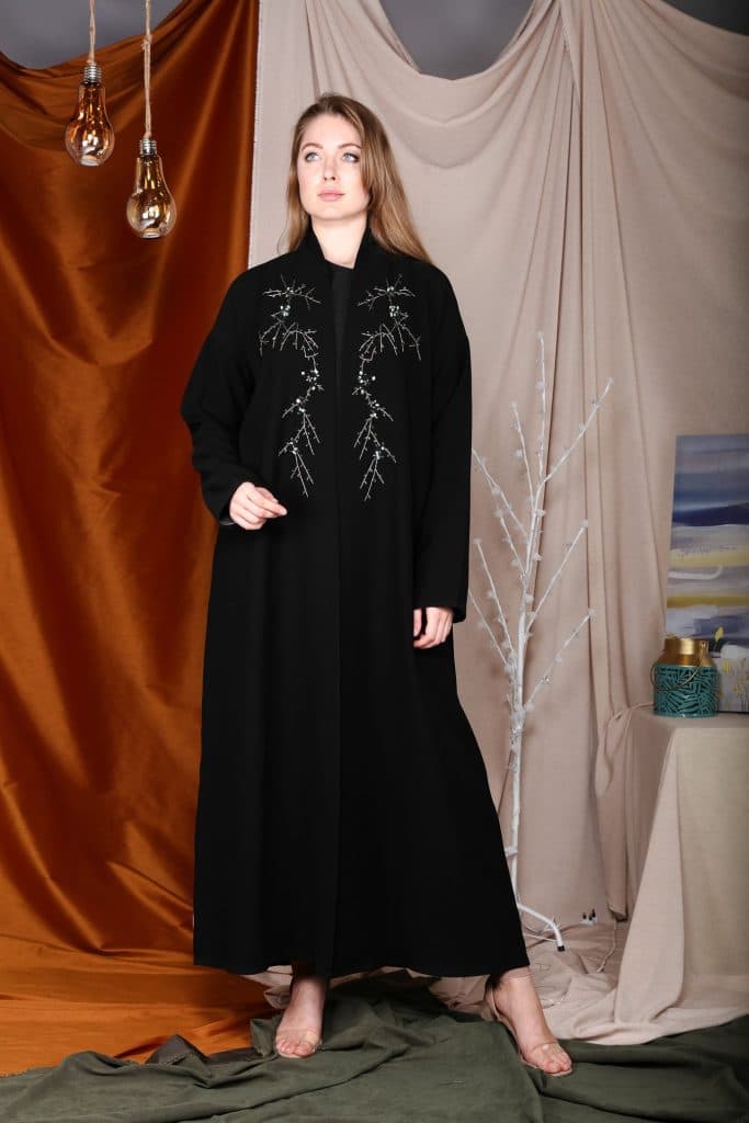 Embroidered Front Open Abaya - Image 1