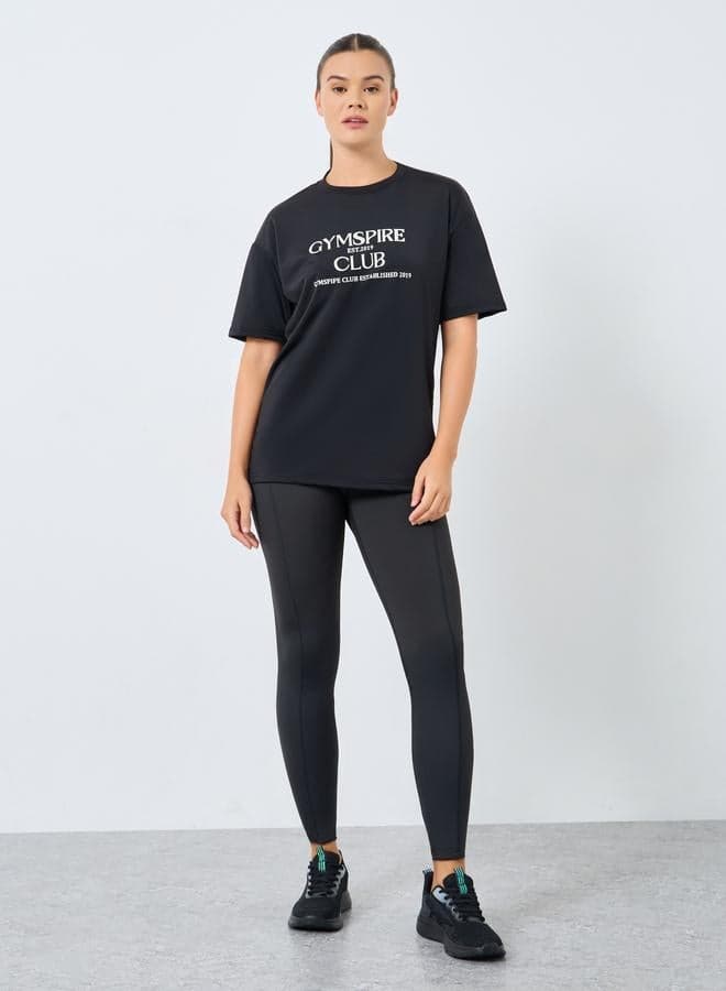 Gymspire Edition Text Detail Leggings - Image 1