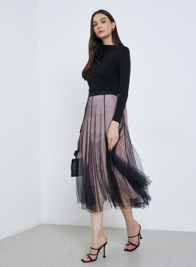 Women's A-Line Mesh Midi Skirt - Image 1