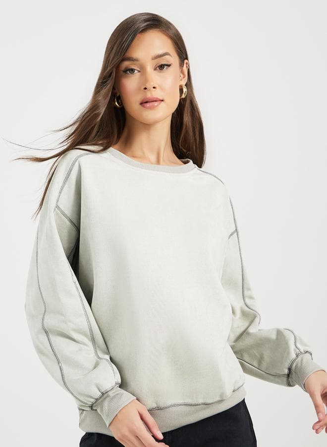 Overlock Seam Regular Fit Women's Sweatshirt - Image 1