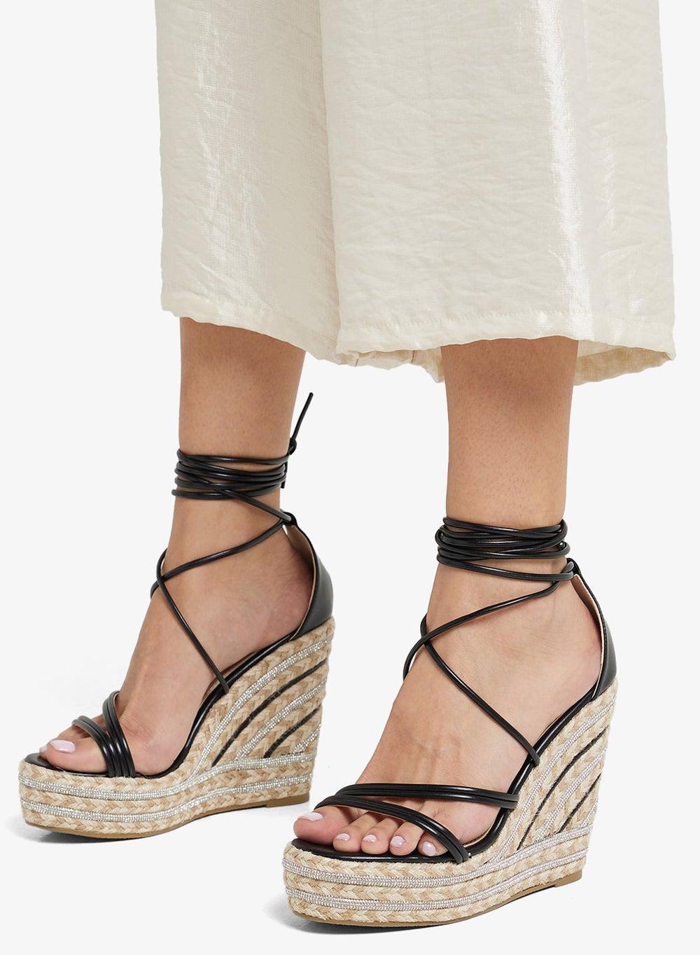 Multi Strap Counter Tie-Up Wedge Sandal - Image 1