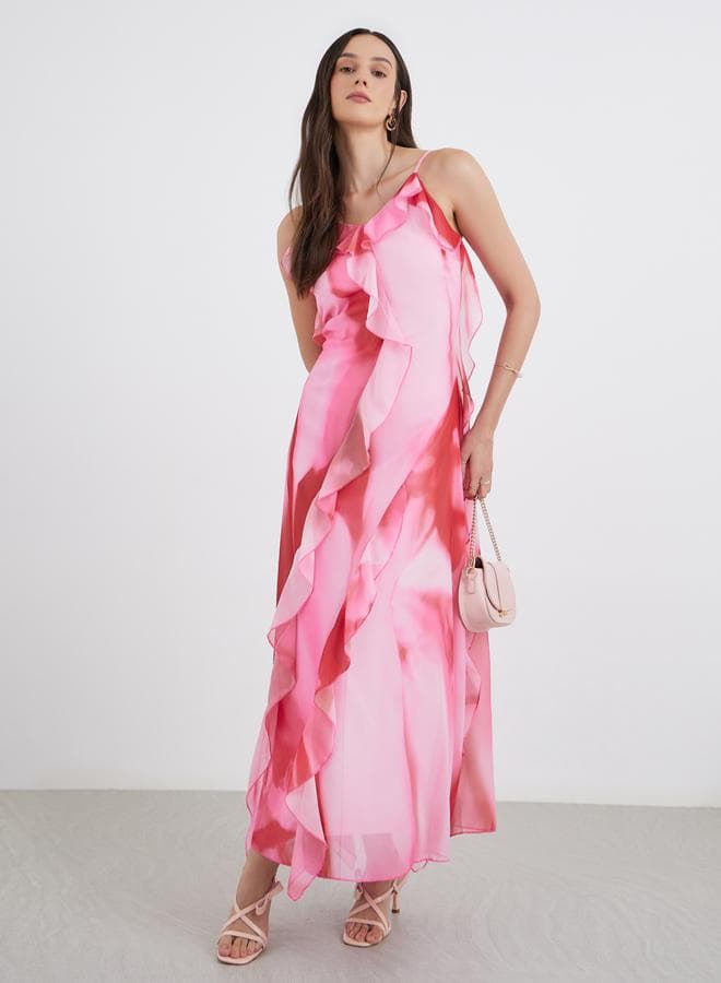 Styli Ruffled Detail Strappy Maxi Dress - Image 1