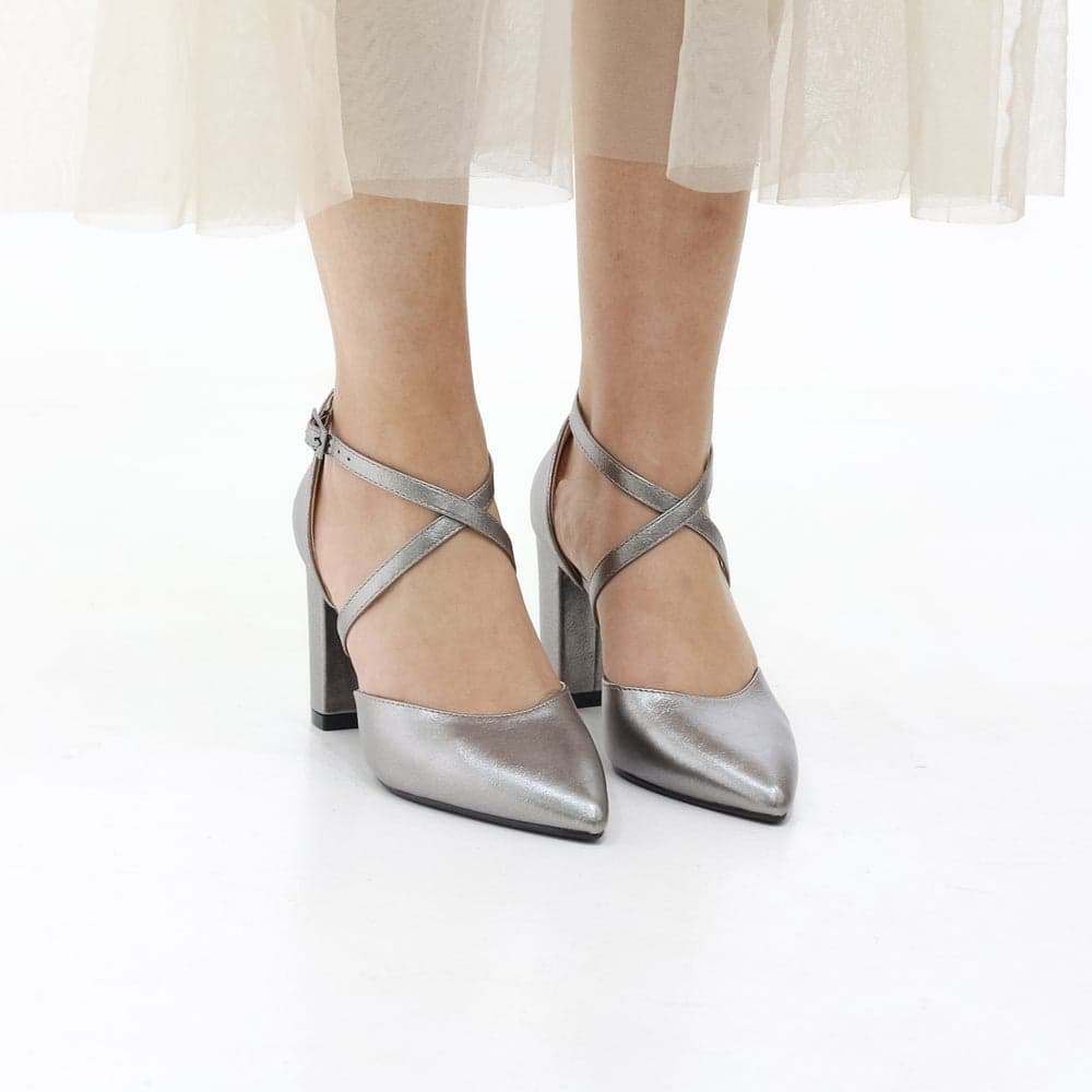 FOMO BLOCK 8.5 CM Heel Open Waist Cross Over Pumps - Image 1