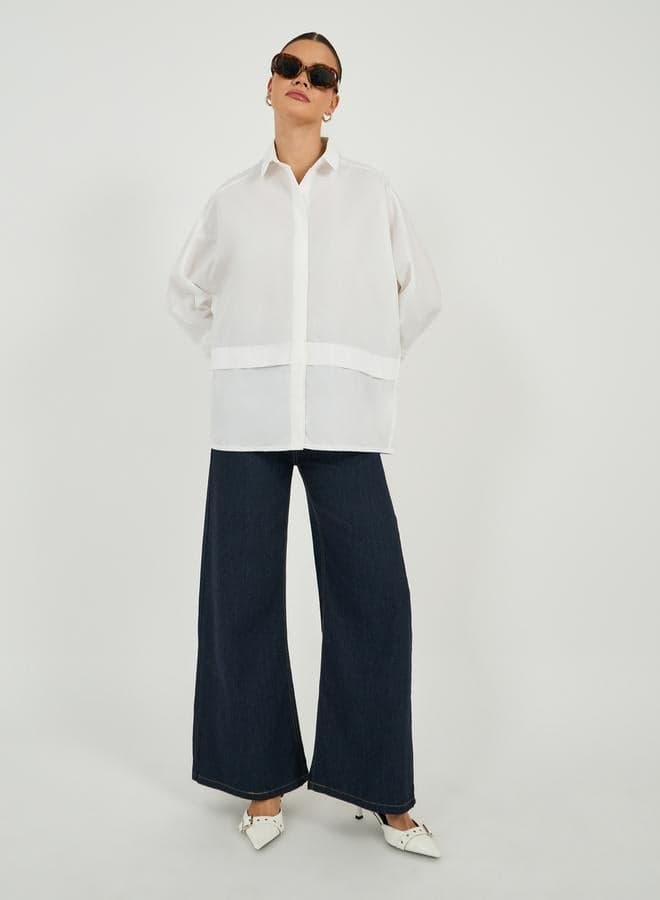 Styli Oversized Buttoned Shirt with Panel Detail - Image 1