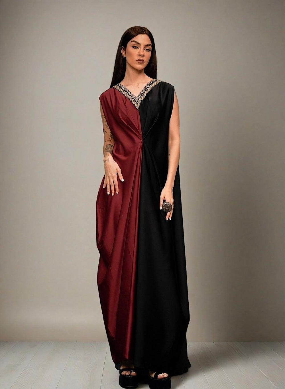 Modern Drape Kaftan Dress with Embellishments - Image 1