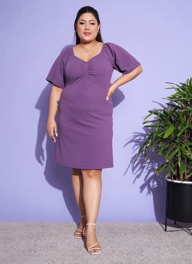 Purple Sheath Dress with Sweetheart Neckline - Image 1