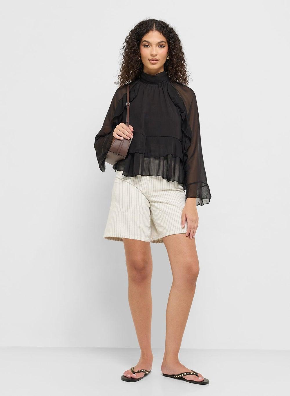 Ruffle Detail Peasant Blouse - Image 1