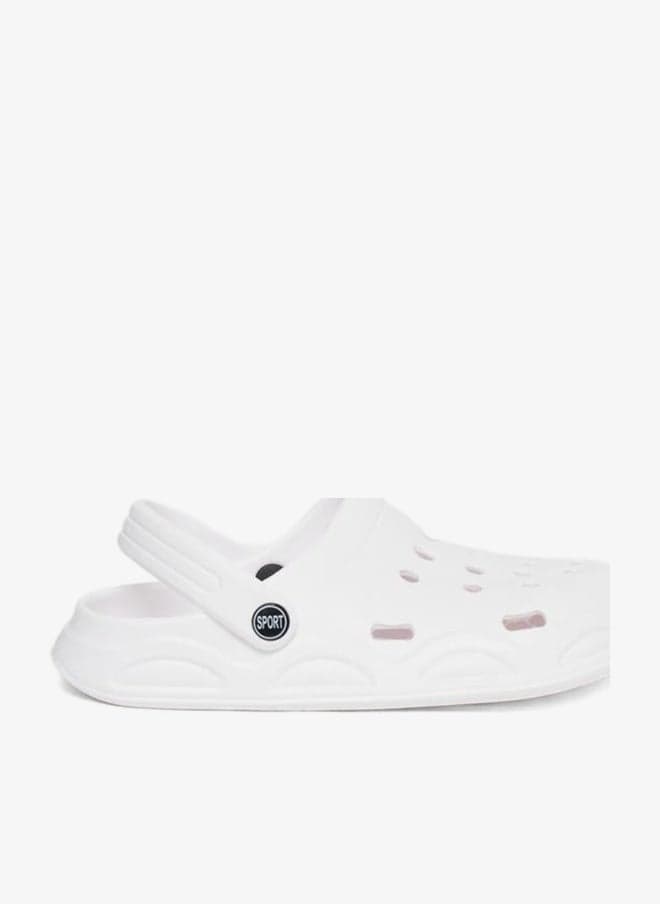 Vamp Perforated Solid Heel Strap Clogs - Image 1