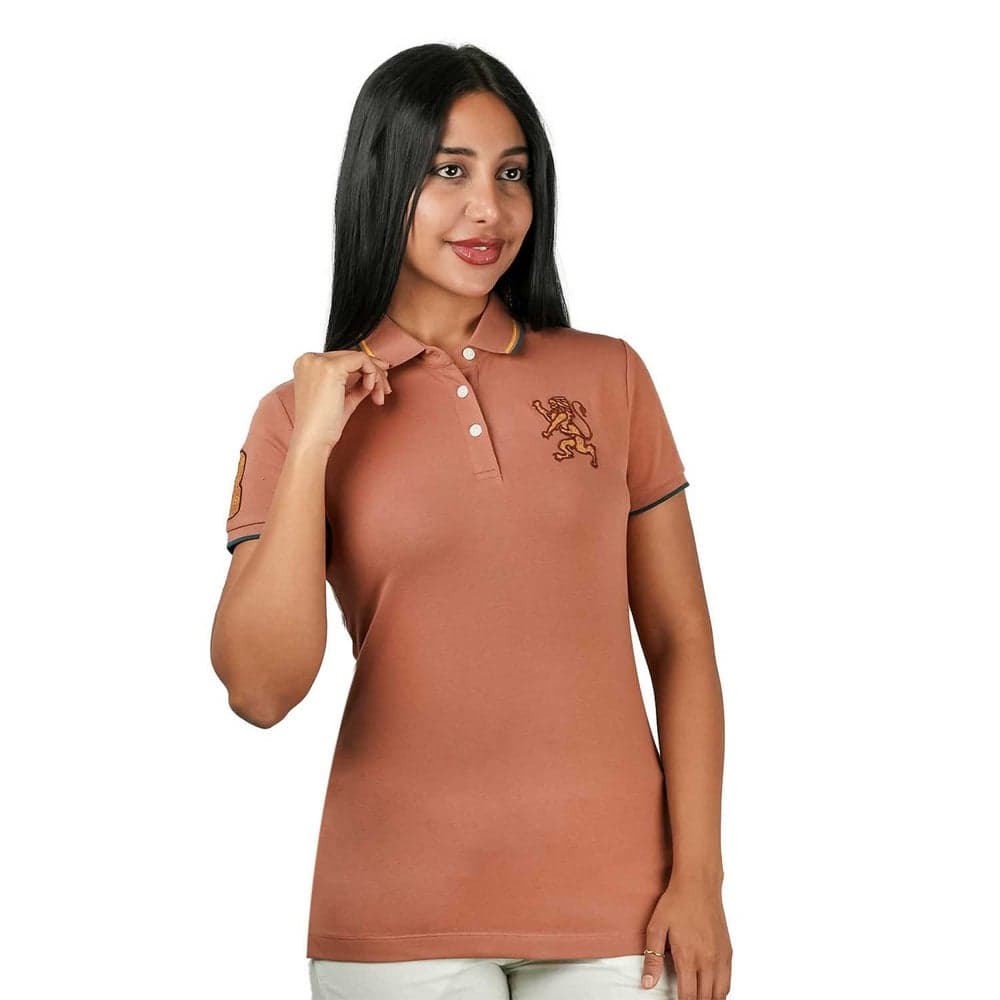 Women's Cotton Lycra 3D Lion Embroidery Polo - Image 1
