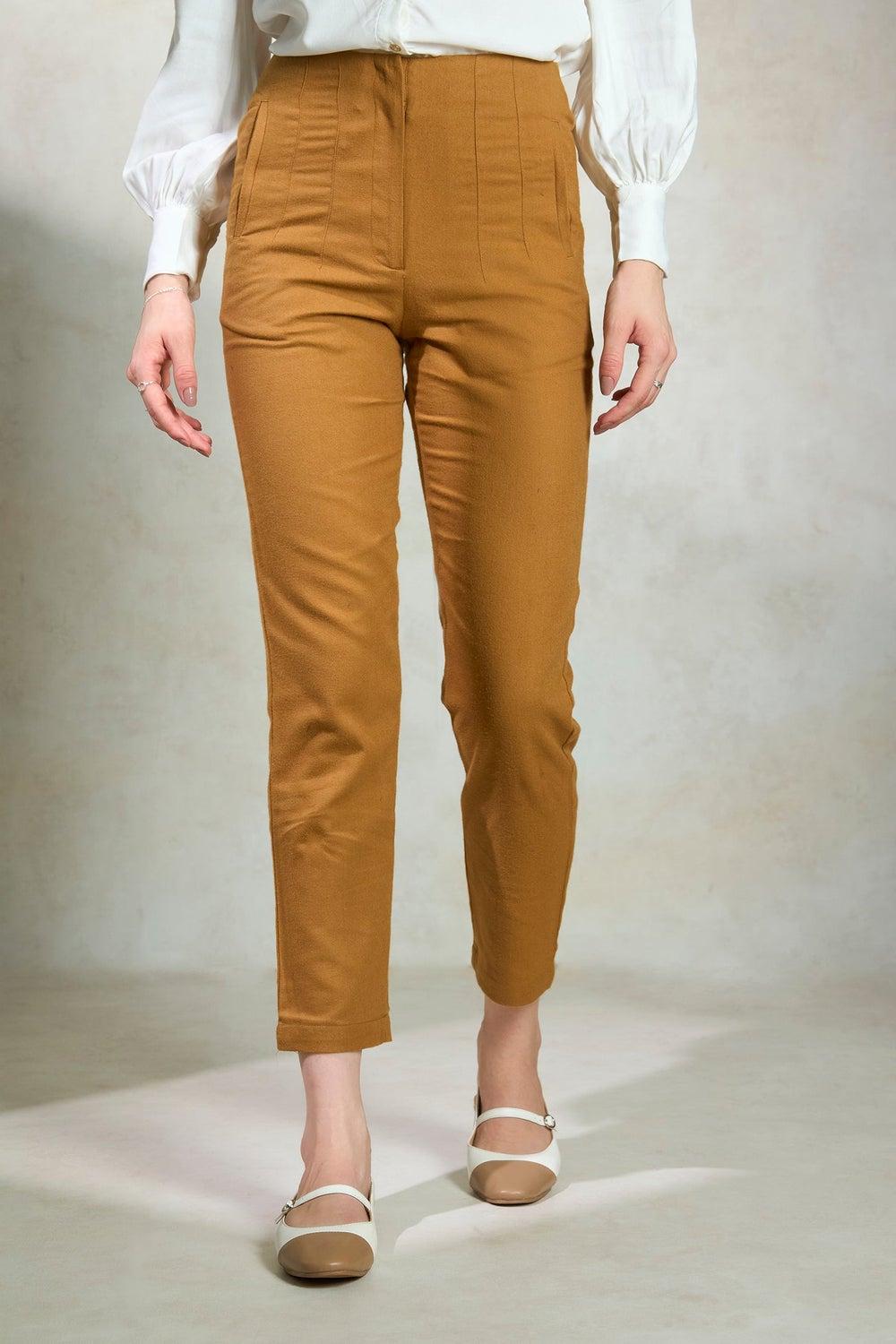 Women’s Cotton Tapered Workwear Trousers in Khaki - Image 1