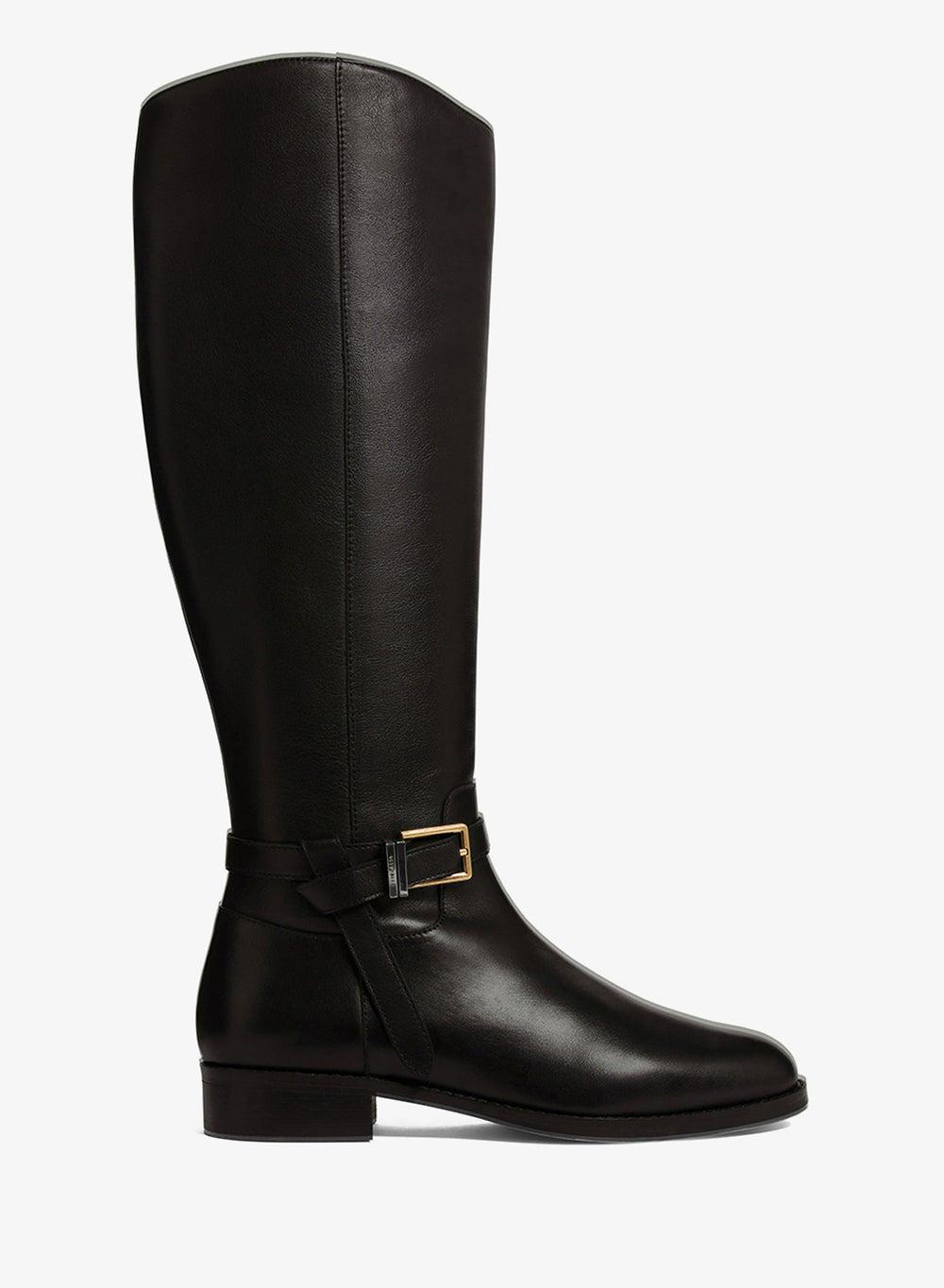 Clorett Black Leather Knee-High Riding Boots - Image 1