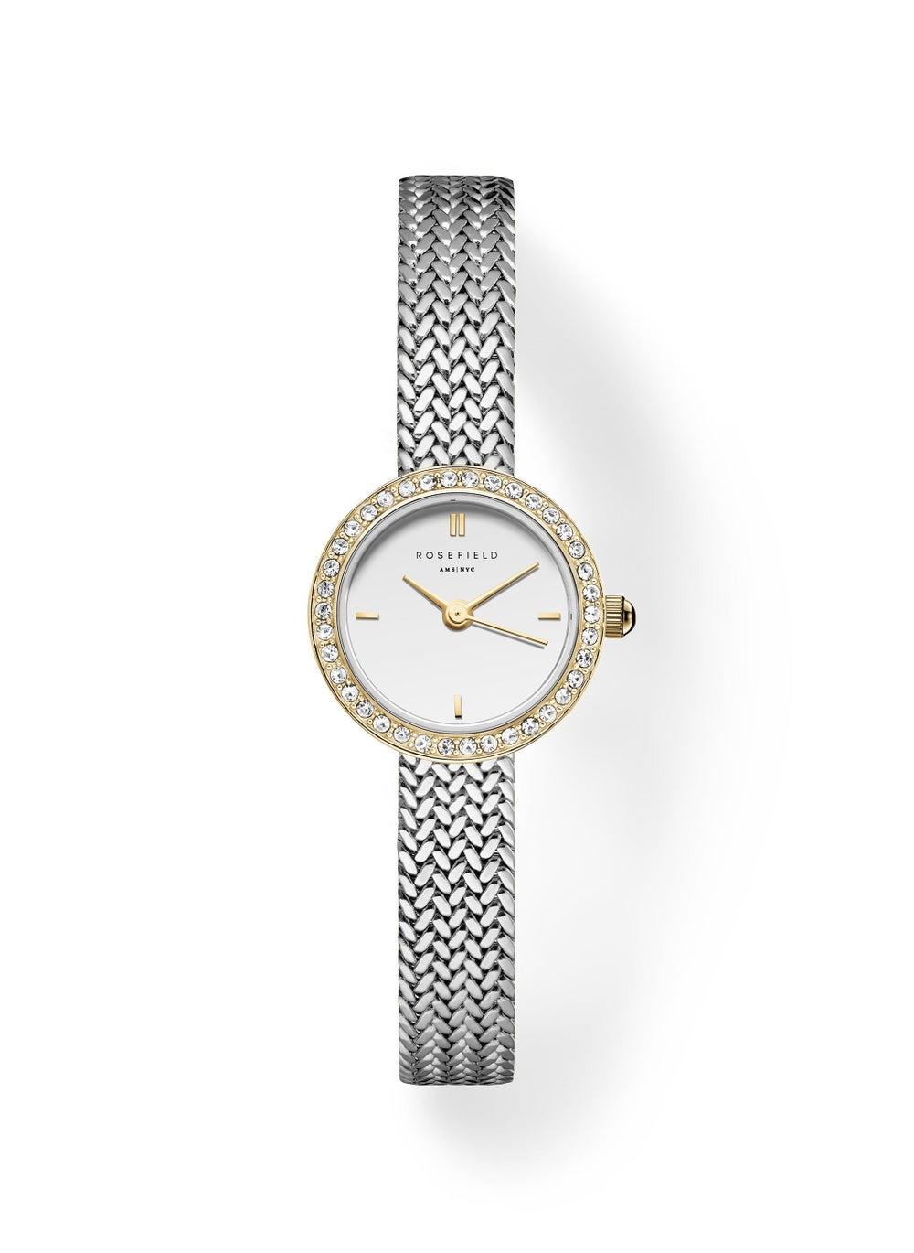 Mini Small Edit White Dial Crystal Duotone Mesh Strap MWSMG-M06 - Image 1