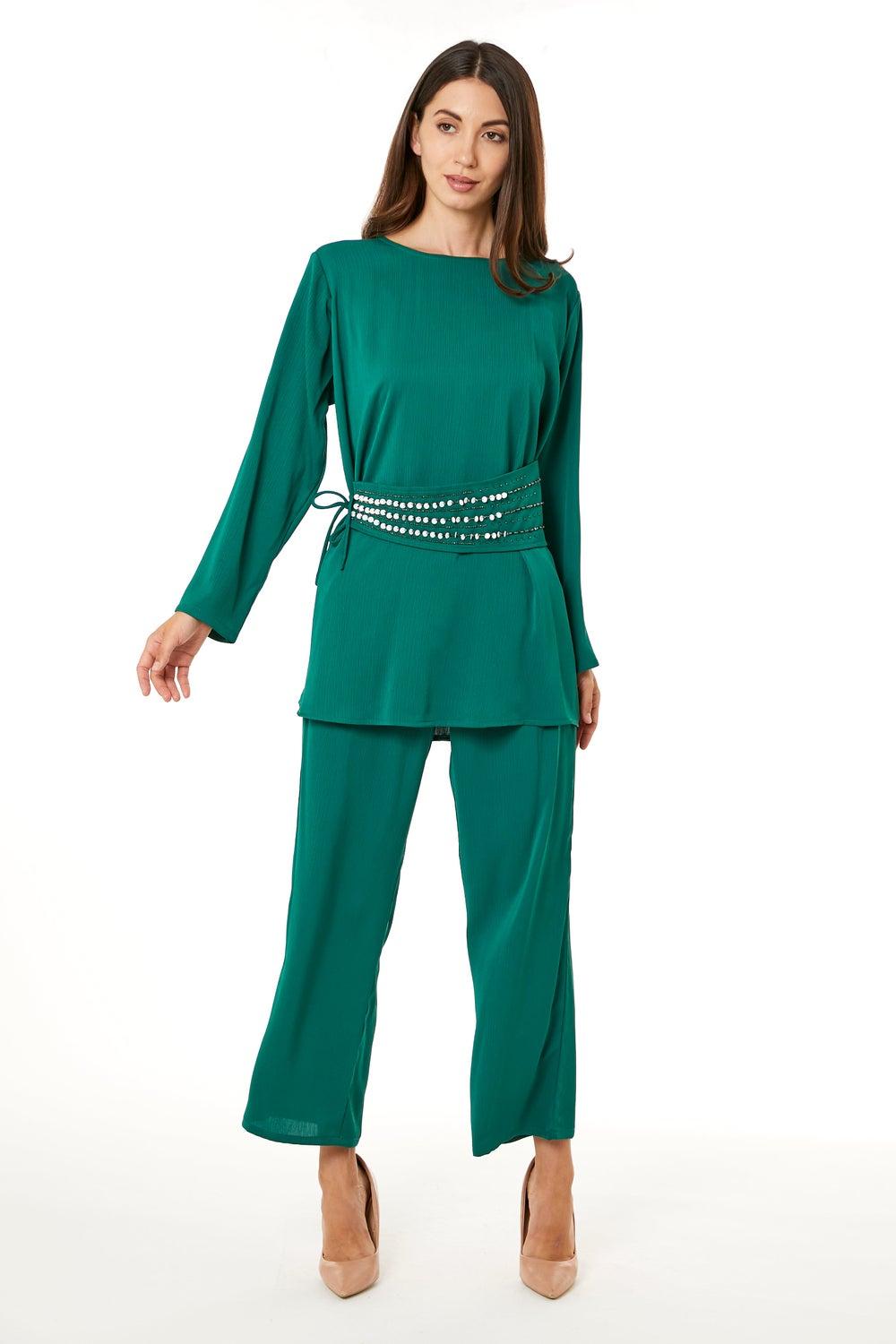 Belted Top & Pant Set for Women - Image 1
