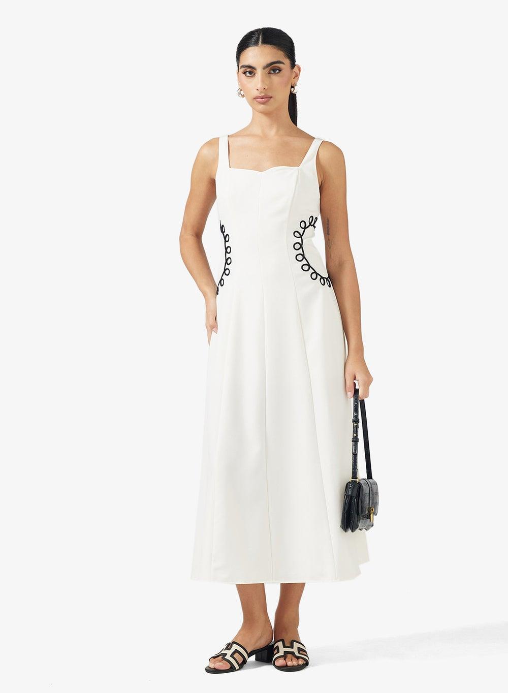 Embroidered Waist Midi Dress - Image 1