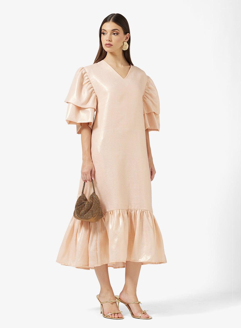 Layered Sleeves Midi Dress - Image 1